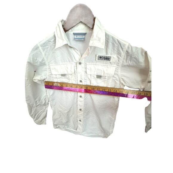 Columbia PFG Boys Long Sleeve Vented Button-Up Shirt Size M (10/12) Cream - Picture 6 of 7